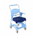 Mobile shower and commode chair - soft seat closed