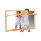 Mirror with wooden stick