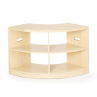 Wooden 90° Curved Room Divider Shelf with 4 Compartments