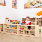 Wooden Room Divider Shelf with 2 Compartments