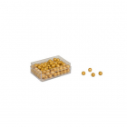 Plastic doosje met 100 gouden kralen: lo