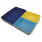 Vilten opbergbakjes - Colori - 3-delige set - Blauw/geel