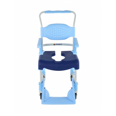 Mobile shower and commode chair - soft seat open