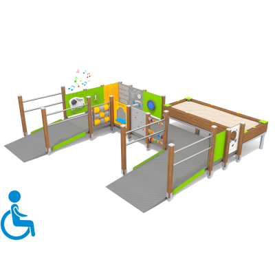 Bondy wooden playset for disabled and able-bodied children