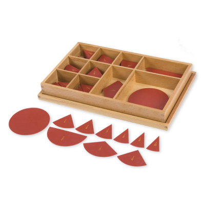 Fraction circles in wooden box, 272 pieces