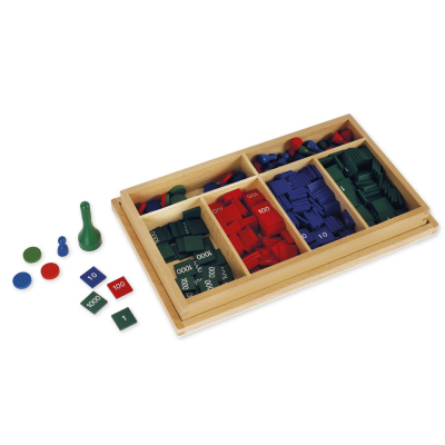 Token game, complete set, 344 pieces in wooden box
