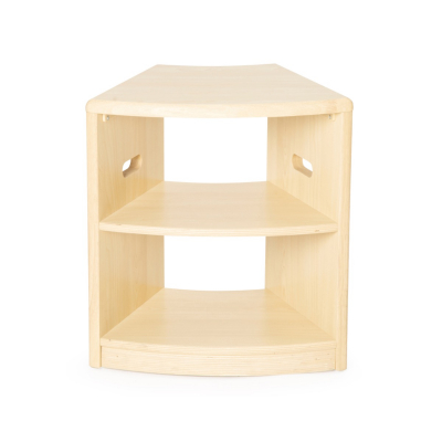 Wooden 45° Curved Room Divider Shelf with 2 Compartments