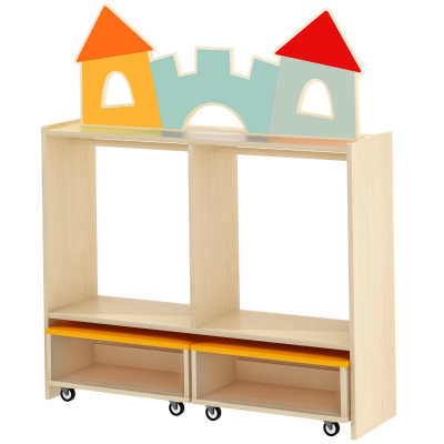 Colourful Castle Wardrobe with Mobile Benches