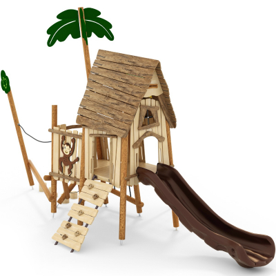 Climbing hut with slide 