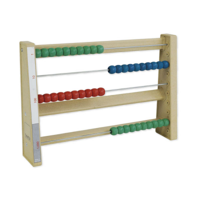Montessori abacus made from RE-Wood, 4 rows, 4 digits