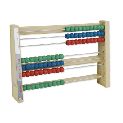 Montessori abacus made from RE-Wood, 7 rows, 7 digits