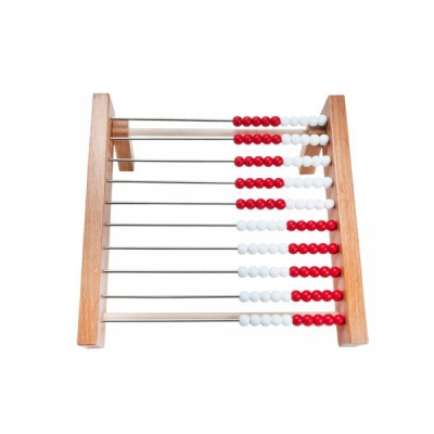 Wooden calculation rack individual up to 100 with color change - Red - White - Beads - Abacus
