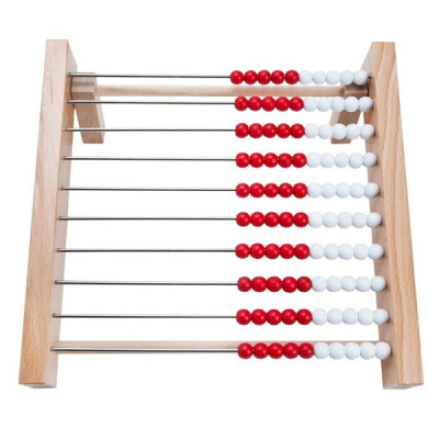 Wooden calculation rack individual up to 100 - Red - White - Beads - Abacus