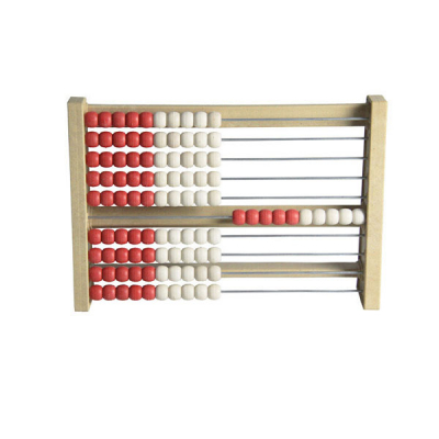 Re-Wood - Calculation rack up to 100 individual 10/10 - Red - White - Beads - Abacus