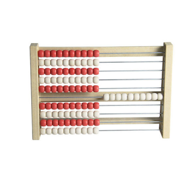 Re-Wood - Calculation rack up to 100 individual - Red - White - Beads - Abacus