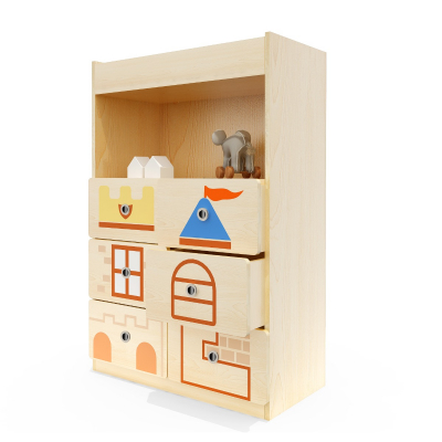 Castle Fortress Shelf with 6 Drawers