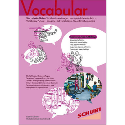 Vocabulary pictures - Toys, sports, hobbies - Picture boards and worksheets to duplicate