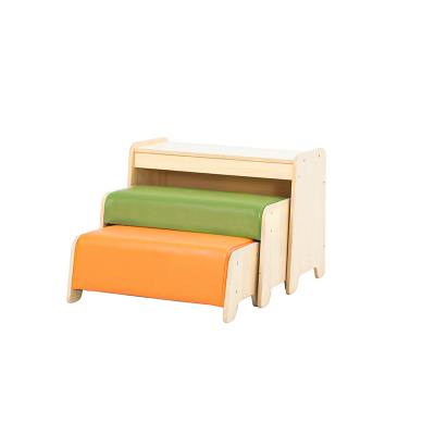 Compact Table Shelf with Cushioned Benches